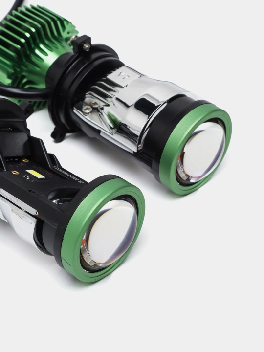 Svetodiodli LED linzalar avtomobillar uchun Y7 H4 2025, yashil