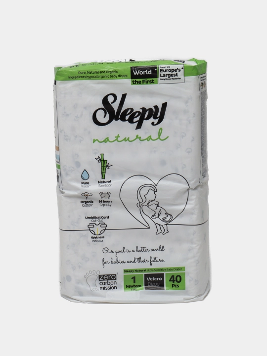 Sleepy Natural Детские подгузники №1, 2-5 кг, 40 штук