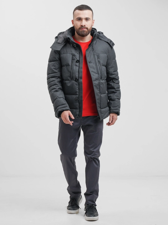 Стильная и теплая зимняя мужская куртка-пуховик Duppont Sorona Aura Dark Grey, до -20С