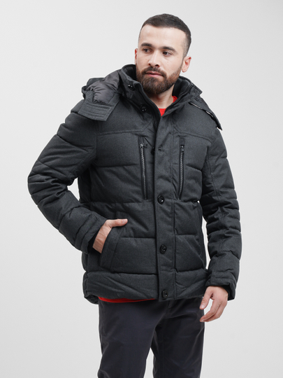 Стильная и теплая зимняя мужская куртка-пуховик Duppont Sorona Aura Dark Grey, до -20С