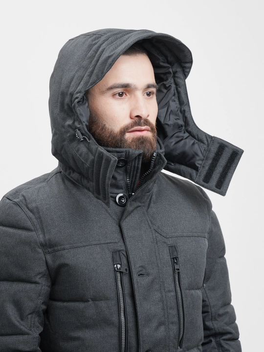 Стильная и теплая зимняя мужская куртка-пуховик Duppont Sorona Aura Dark Grey, до -20С