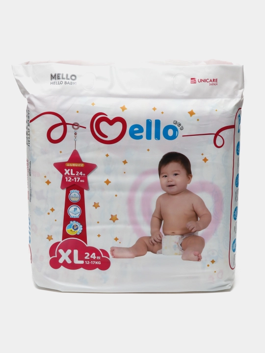 Yangi tug'ilgan chaqaloqlar uchun tagliklar MELLO, XL 12-17 kg, 24 dona - 