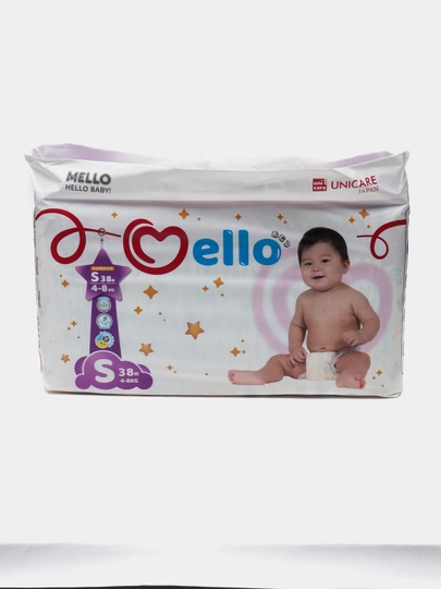 Подгузники для новорожденных детей MELLO, S 4-8 кг, 38 шт