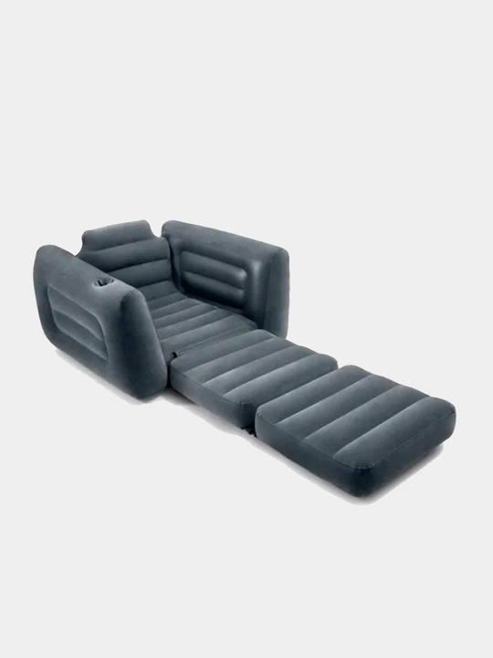 Надувное кресло Intex Pull-Out Chair, матрас трансформер, велюровый, 66551 и 66552, 2 в 1
