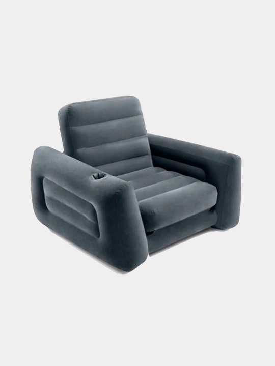 Надувное кресло Intex Pull-Out Chair, матрас трансформер, велюровый, 66551 и 66552, 2 в 1