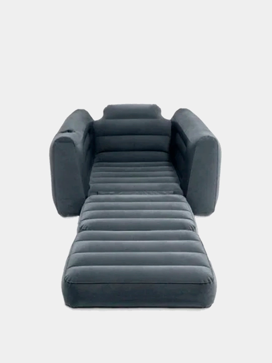 Надувное кресло Intex Pull-Out Chair, матрас трансформер, велюровый, 66551 и 66552, 2 в 1