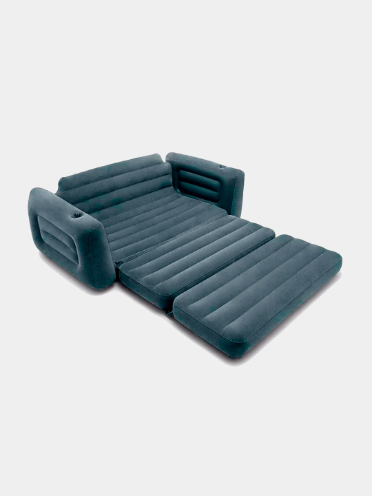 Надувное кресло Intex Pull-Out Chair, матрас трансформер, велюровый, 66551 и 66552, 2 в 1