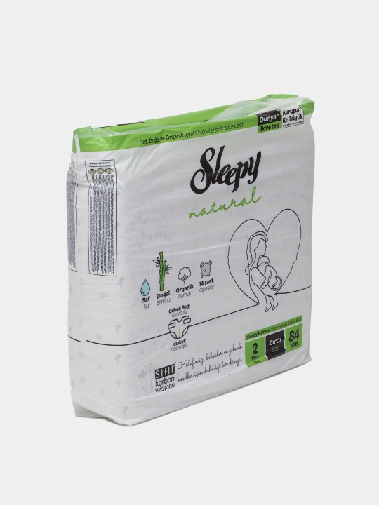 Детские подгузники Sleepy Natural Jumbo Sleepy №2, 3-6 кг, 84 шт