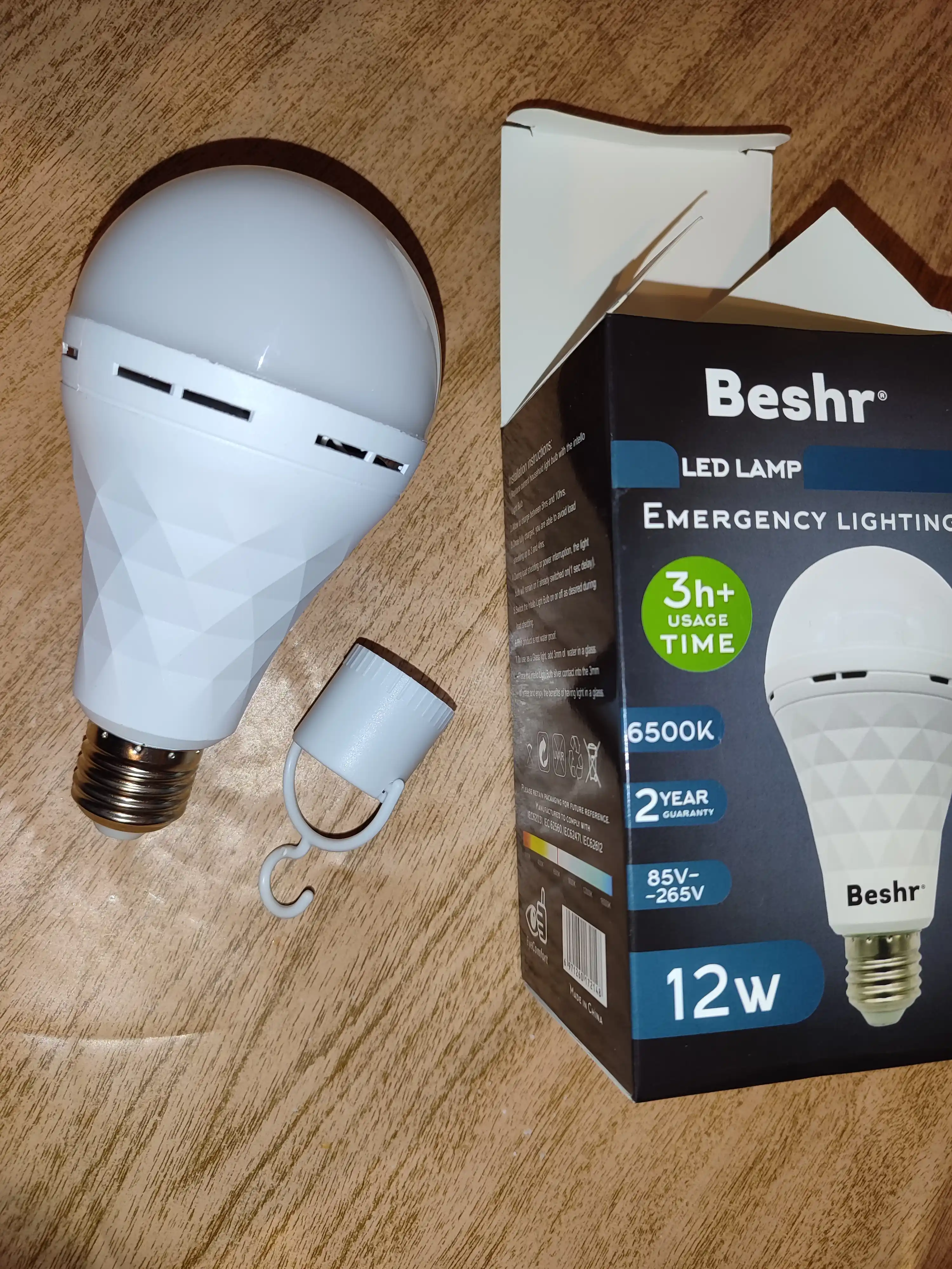 Beshr Led лампа с аккумулятором, 12 W, 6500К, 3+ работает на одной зарядке, с крючком
