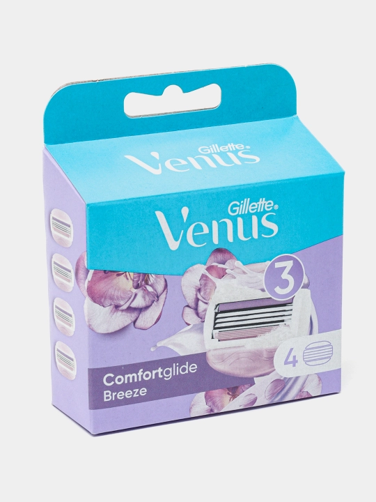 Сменные кассеты для бритвы Venus Breeze (cо встроенными полосками с гелем для бритья), 4 шт.