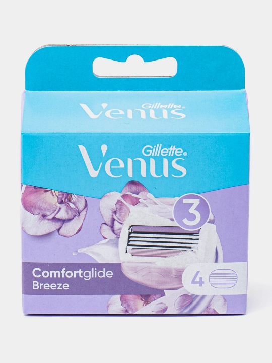 Сменные кассеты для бритвы Venus Breeze (cо встроенными полосками с гелем для бритья), 4 шт.