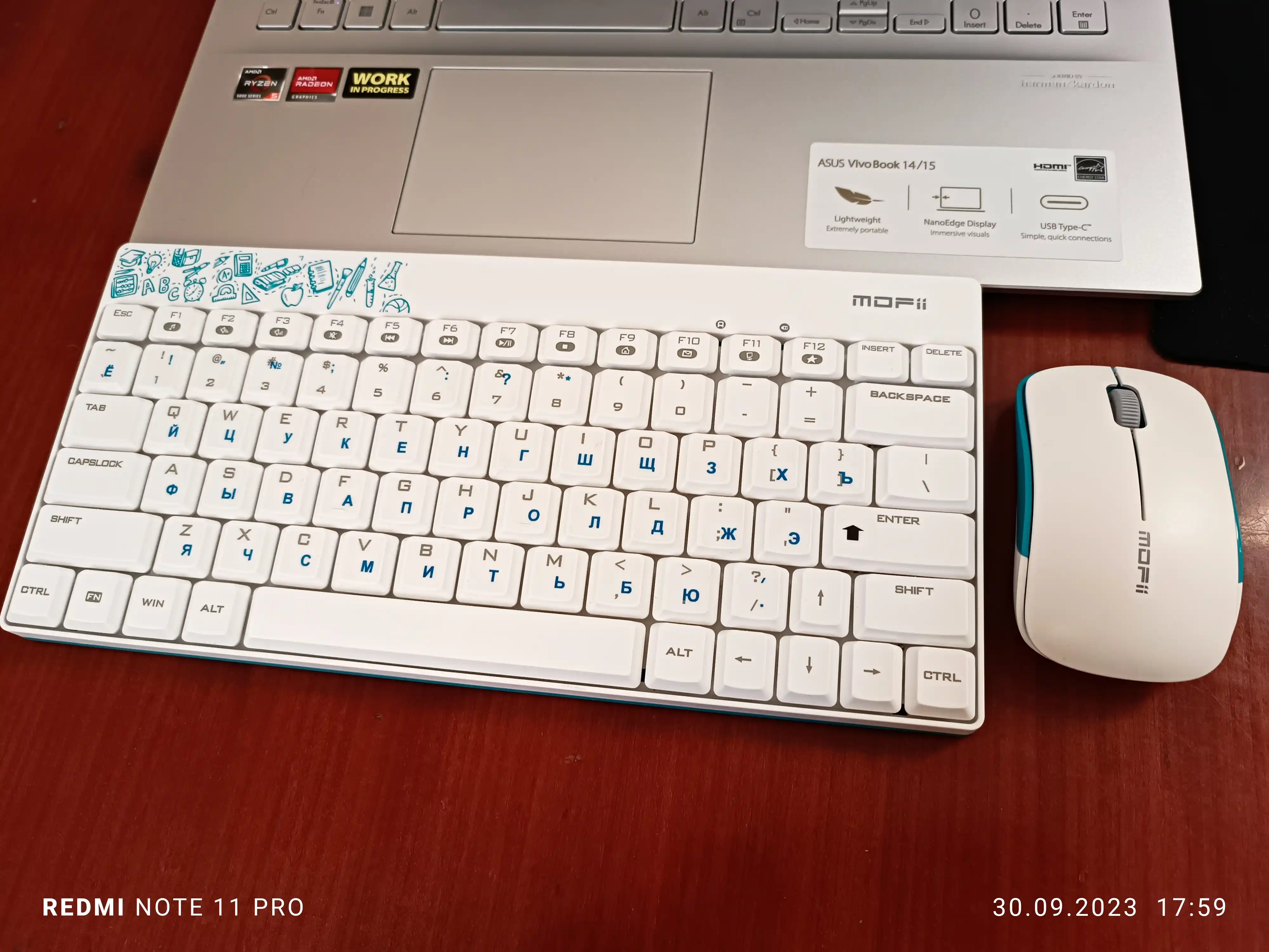 Simsiz klaviatura, sichqoncha Combo Office klaviatura sichqoncha to'plami Mofii X210 2.4G, oq