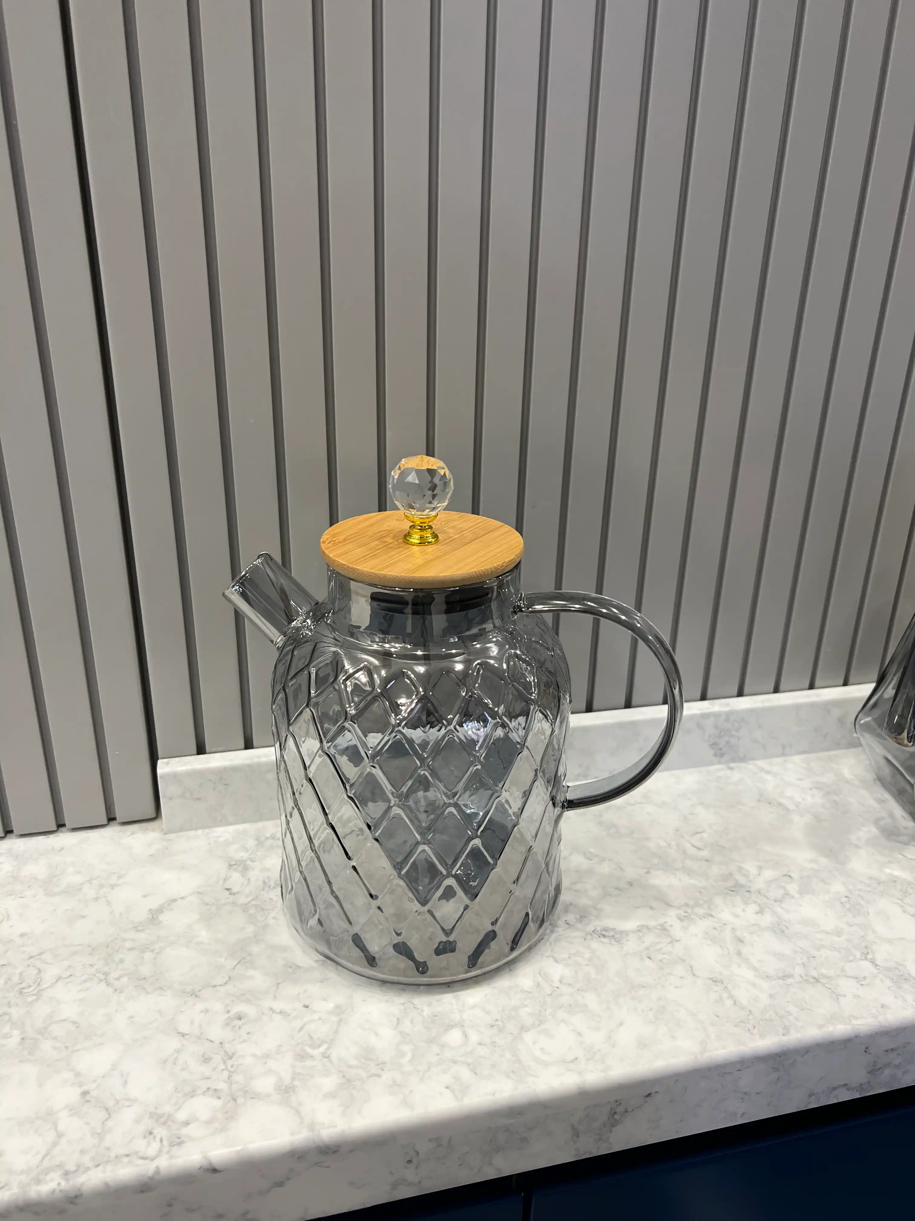 Чайник с бамбуковой крышкой, из жаропрочного стекла разных цветов и узоров