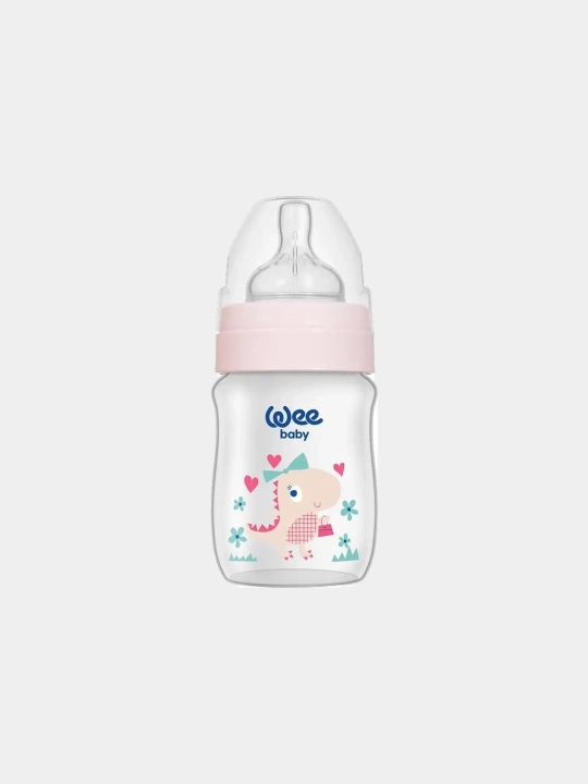Keng bo'yinli oziqlantirish uchun shisha Classic Plus 125 ml, Wee baby