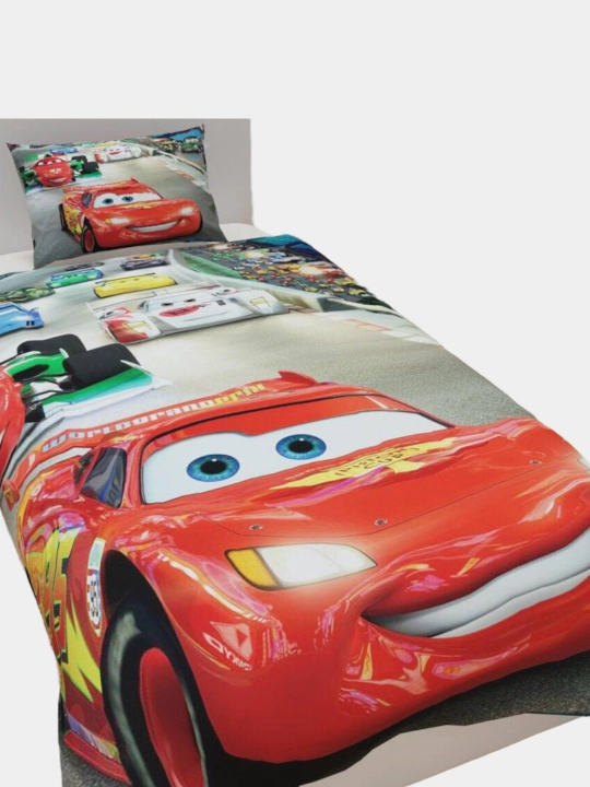 Sevimli multfilmlardan 3D rasmlar bilan bolalar choyshablari, paxta 100%, bir kishilik