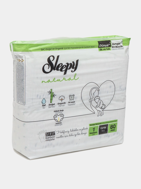 Детские подгузники Natural Jumbo Sleepy №1, 2-5 кг, 80 шт