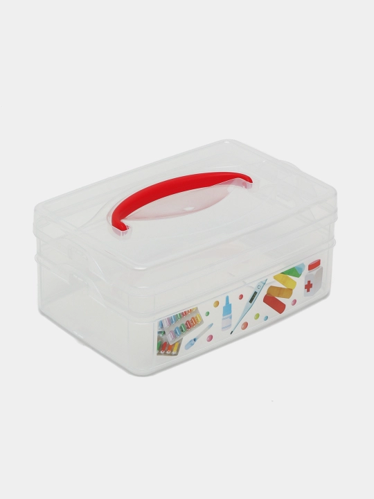 Universal quti tutqich va dekor bilan dori, rasm, tikuvchilik buyumlari uchun quti