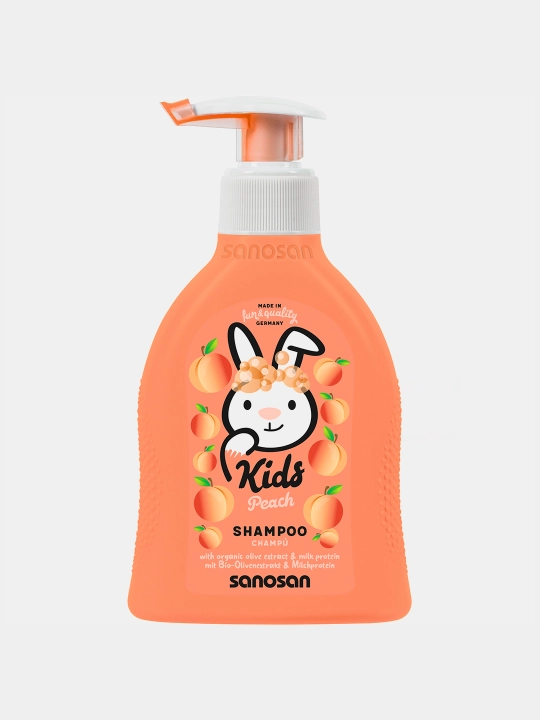 Sanosan Kids, 2 tasi 1 da, shaftoli xushbo'y gel shampuni, 3+, 200 ml
