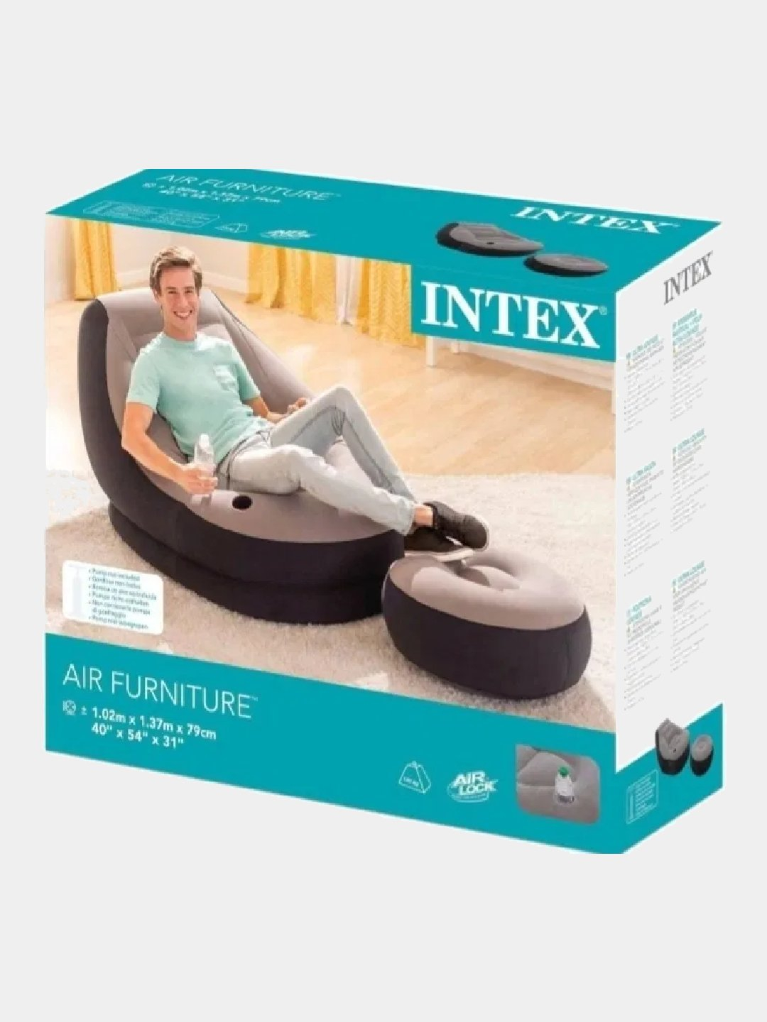 Надувное кресло, Intex, 102 * 137 * 79 см, Ultra Lounge пуфик, 64 * 28 ...