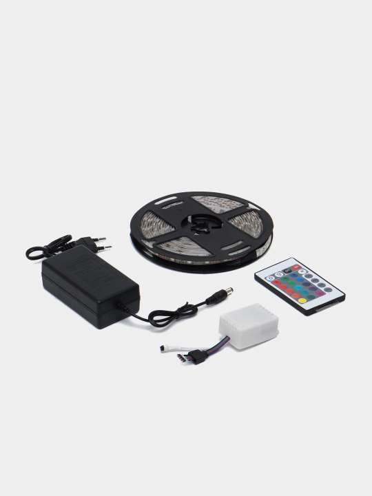 RGB LED tasmasi, yorqin, masofadan boshqarish pulti bilan, 5 m, avto Yangi yil gulchambari
