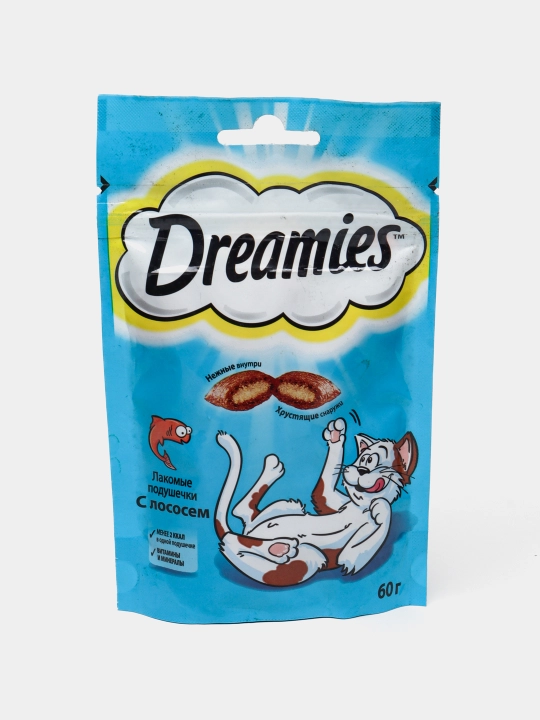 Qizil ikra bilan Dreamies mushuklarini davolash, 60 gr - 