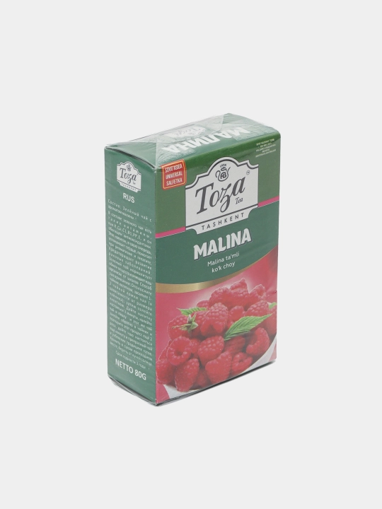 Toza Зелёный чай со вкусом малины, 80 гр