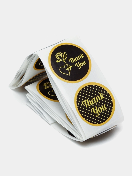 Qora va tilla rangli THANK YOU stiker nakleykalar to'plami