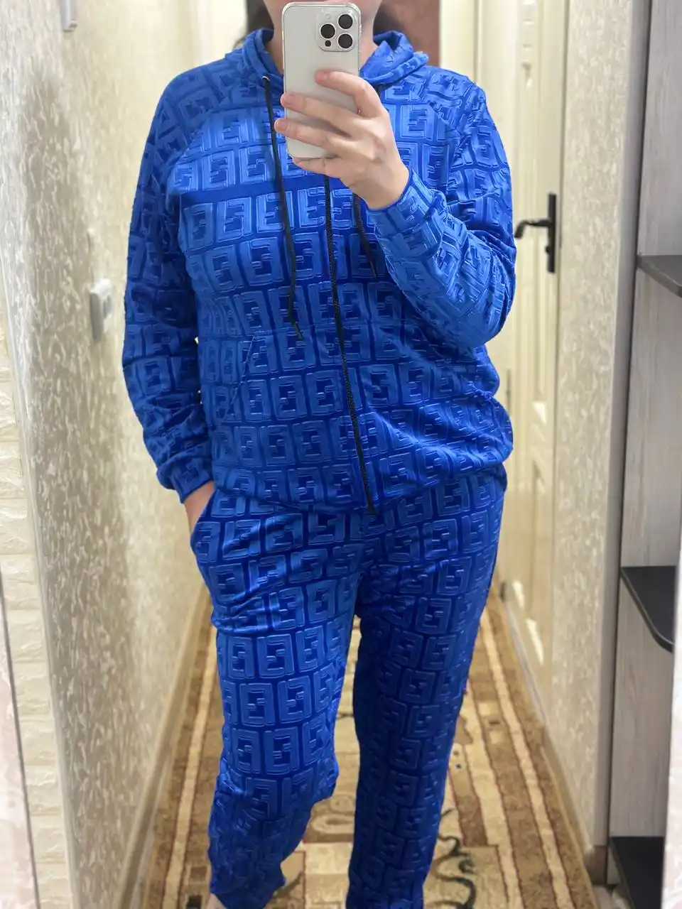 Ayollar kostyumi, zip xudi va shimlar, sport, velur, katta o‘lchamli, 48-64