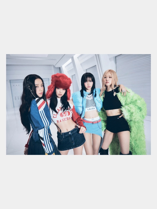 Pop guruhi bilan plakat Black pink, musiqiy guruh Black pink, A3