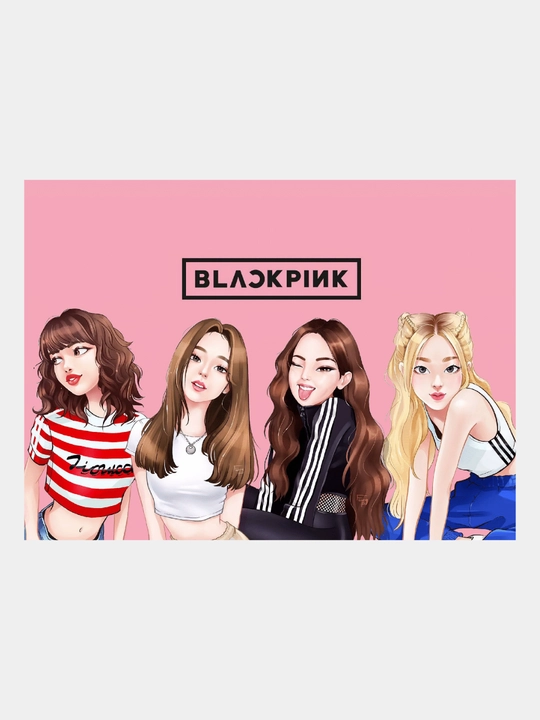 Pop guruhi bilan plakat Black pink, musiqiy guruh Black pink, A3