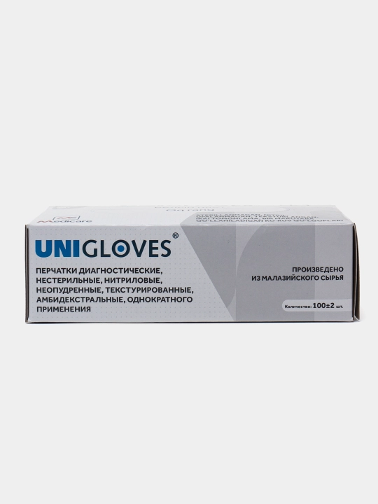 Медицинские одноразовые перчатки Unigloves нитриловые, неопудренные, 100 шт