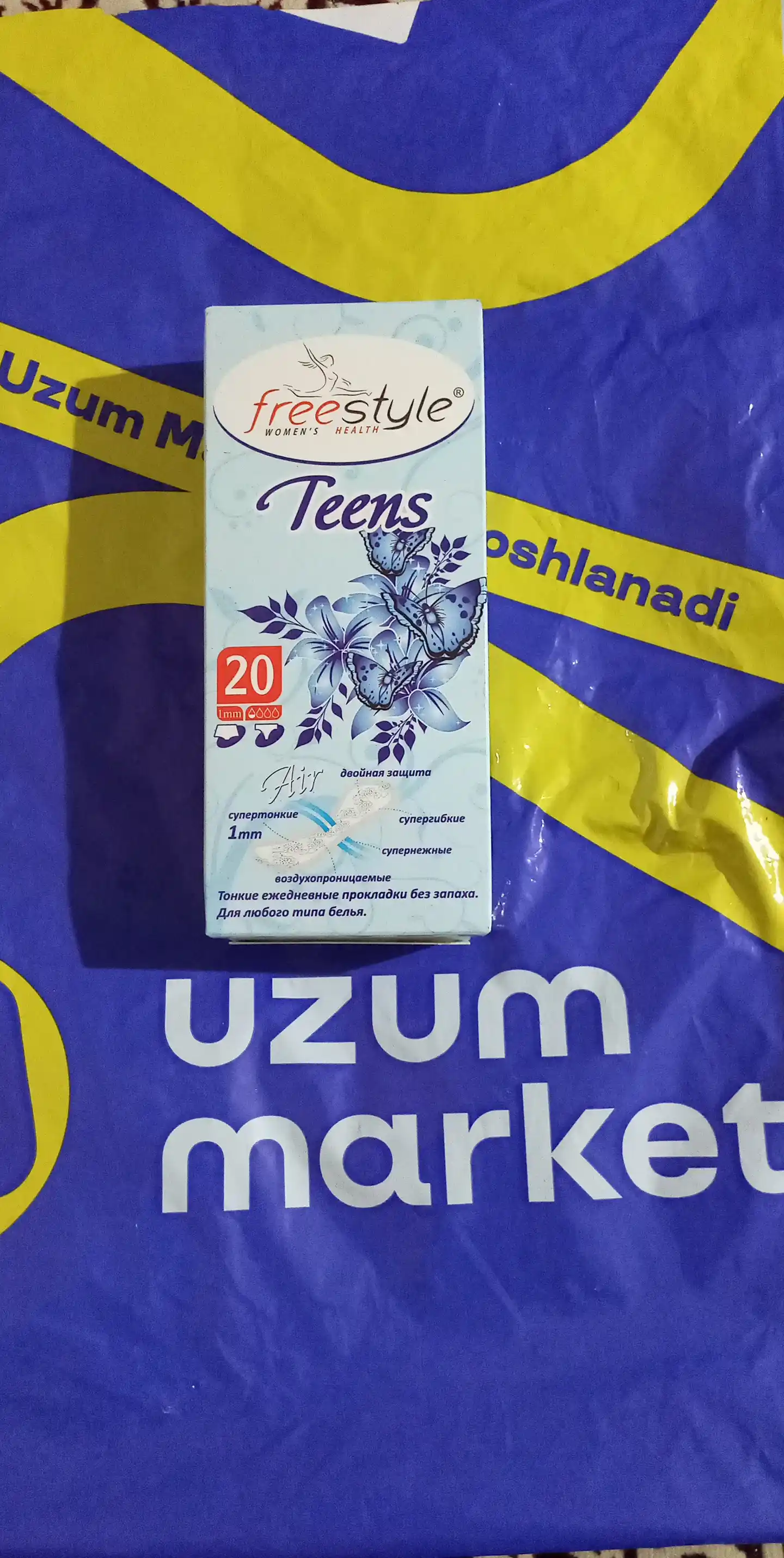 Kundalik ayollar gigiyenik prokladkalar "Free Style Teens" hushbo'y hidsiz, 20 dona
