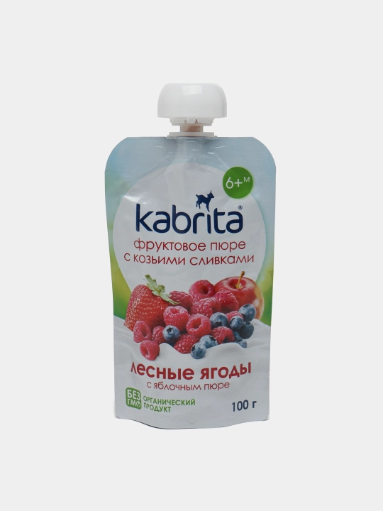 Фруктовое пюре Лесные ягоды с яблочным пюре KABRITA, 100 гр