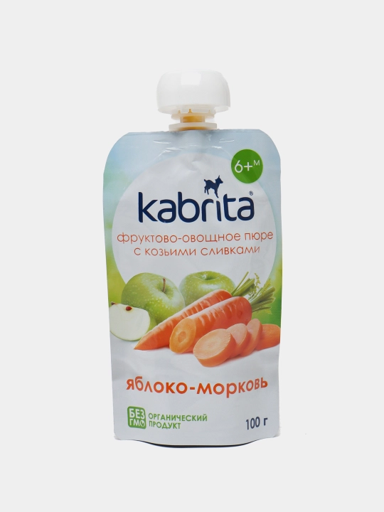 Фруктовое-овощное пюре Яблоко-морковь Kabrita, 100 г