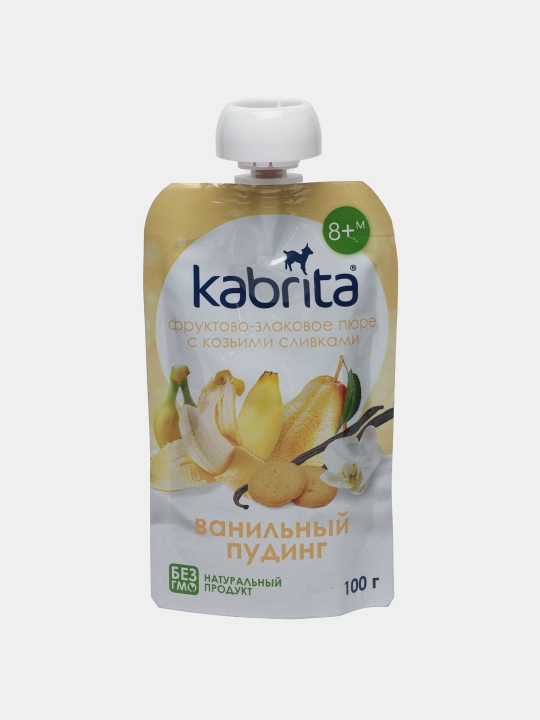 Фруктово-злаковое пюре Ванильный пудинг Kabrita, 100 гр