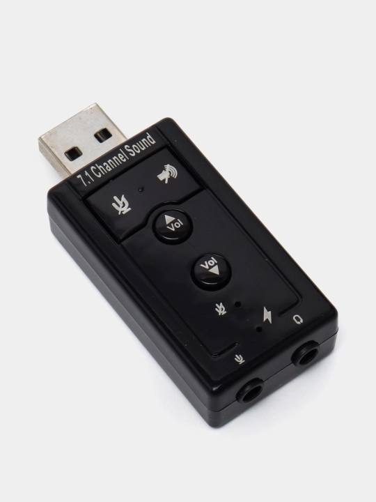 Tashqi USB ovoz kartasi 7.1, boshqarish tugmachalari bilan