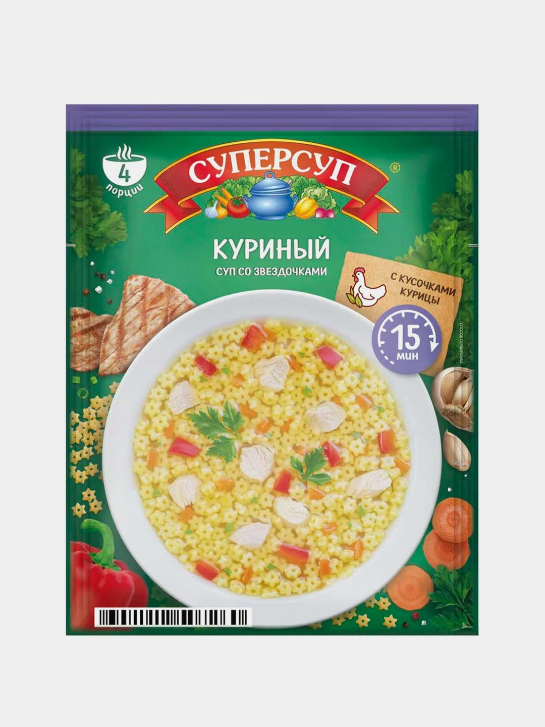 Суп быстрого приготовления Супер суп, звездочки куриный, 70 г купить по  низким ценам в интернет-магазине Uzum (762932)