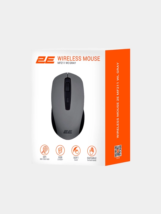 Беспроводная мышь 2E MF211 WL Soft Touch, красная, черная, серая