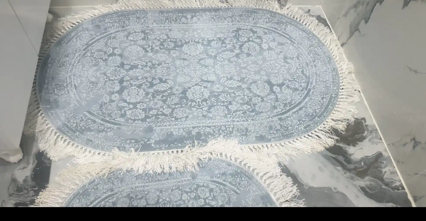 Набор ковриков для ванной и туалета Dudu textile, с принтом, голубой, 2 шт