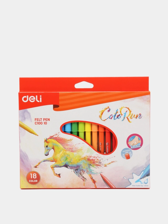 Deli ColoRun EC10010 flomasterlar, 18 ta rang