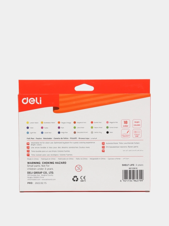 Deli ColoRun EC10010 flomasterlar, 18 ta rang