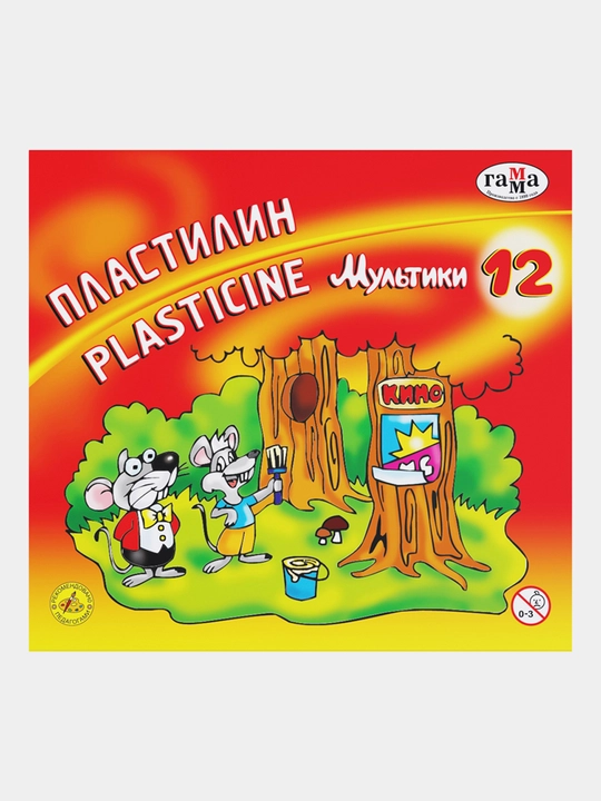 Пластилин Гамма Мультики, 12 цветов, 240 г, со стеком, картон