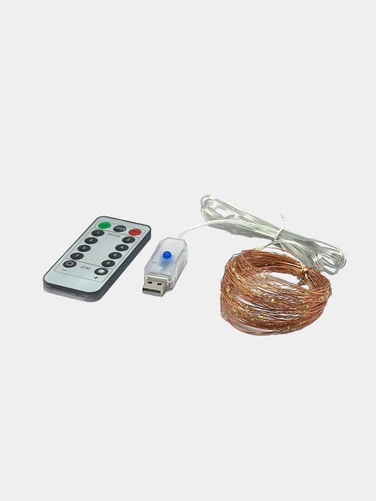Yangi yil gulchambar ipi "Shudring", USB quvvat, 5, 10 va 20 metr
