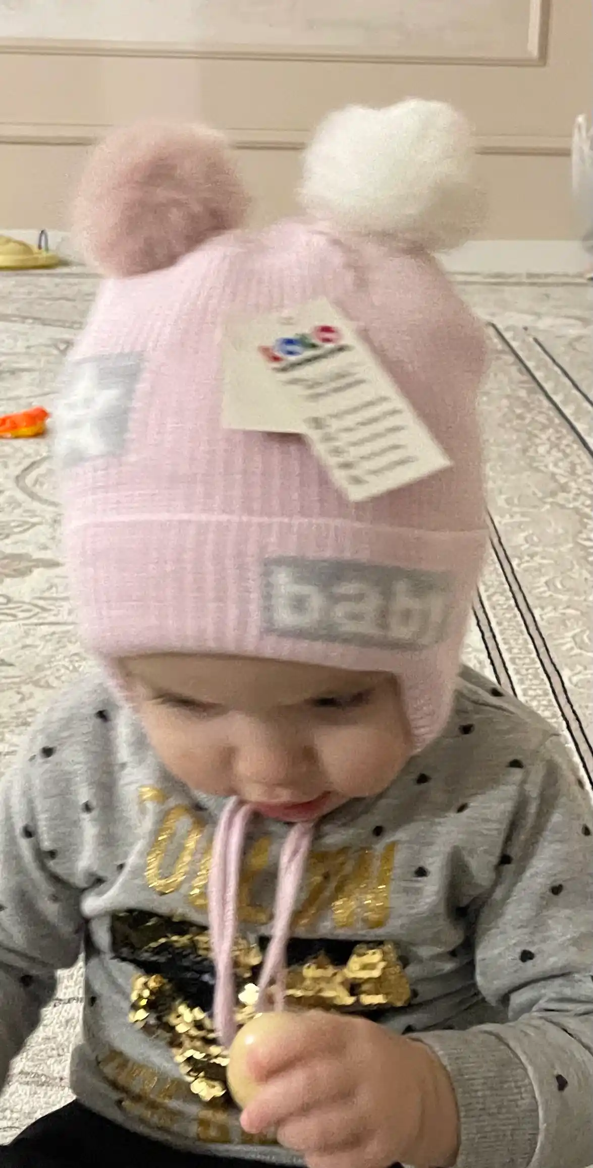 Bolalar shapka, 2 tasi 1 da, sharf to'plamga kiritilgan, 6 oydan 1 yoshgacha