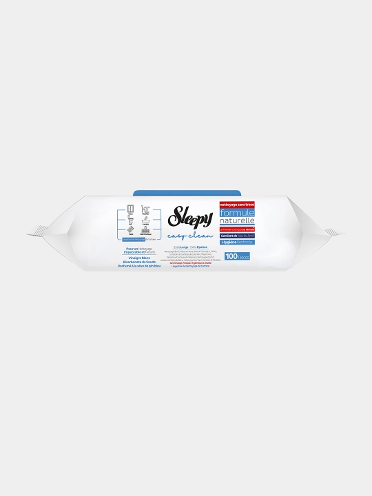 Уксусные влажные салфетки Sleepy "Easy Clean-отбеливатель", 100 шт, синие