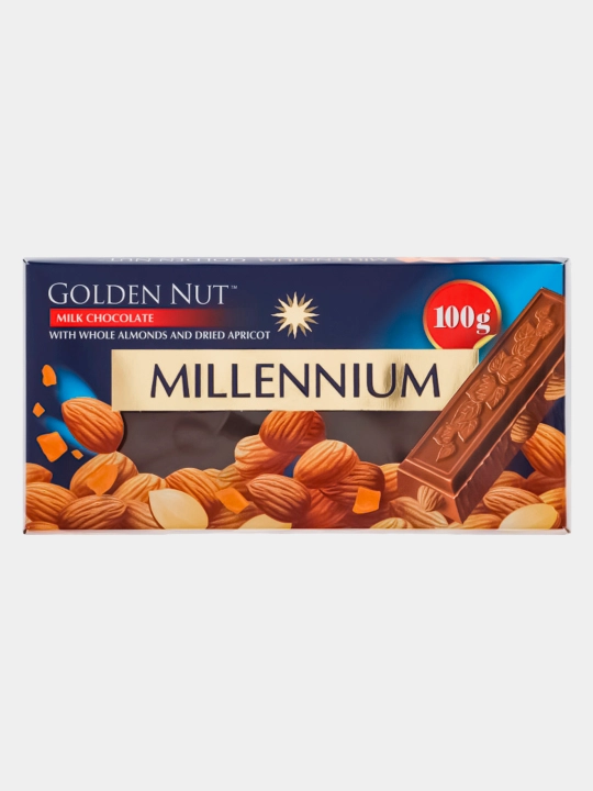 Молочный шоколад Millennium Golden Nut с миндалем, 100 г - 