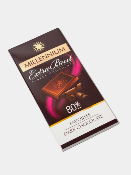 Шоколад Millennium Extra Brut тёмный, плиточный, 80%, 100 г - 