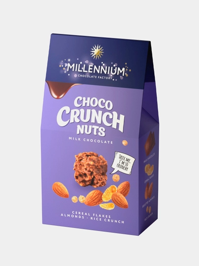 Конфеты Millennium Choco Crunch миндаль-злаковые, хлопья-рисовые шарики, 100 г — REDBUL1-P0BEC9F