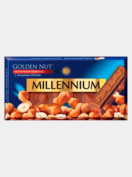Шоколад Millennium Golden Nut молочный, с лесными орехами, 100 г - 