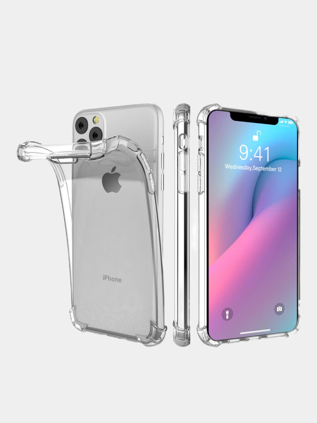 Чехол силиконовый iPhone 14, 11, 13, 6s, 7, 8, Plus, X, Xs, XR, 12, Pro  Max, Mini, прозрачный купить по низким ценам в интернет-магазине Uzum